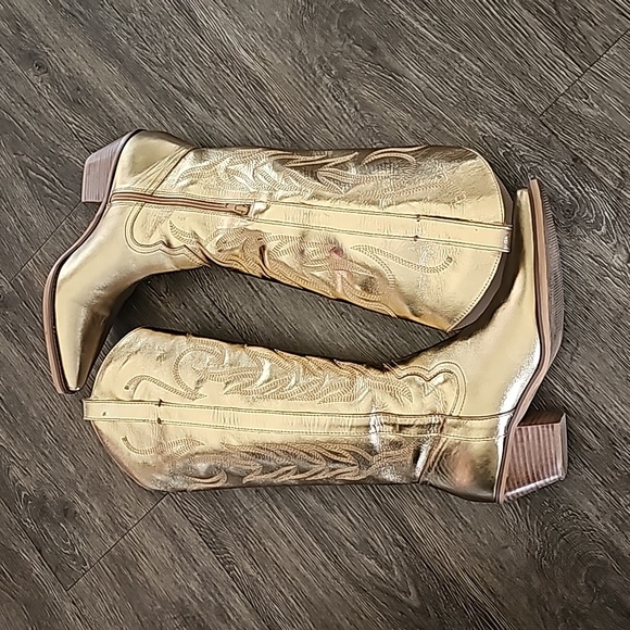 Leather Gold Cowgirl Boots size 8 - Picture 8 of 8